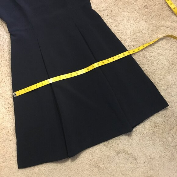 NWT H&M Dark Navy Blue Fit & Flare Pleated Cap Sleeve Dress - Picture 14 of 16